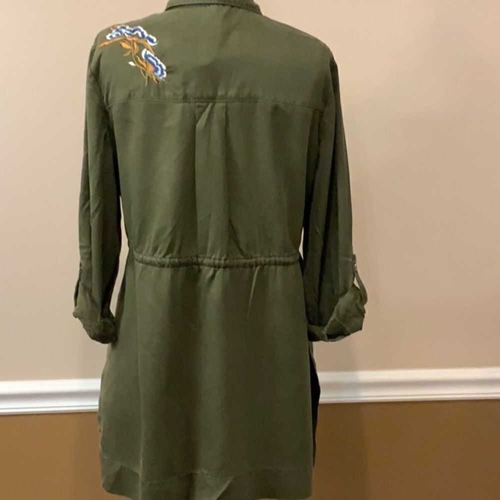 Chico’s Playful Floral Embroidered Anorak Green Jacket MP Medium Petite - Picture 10 of 14
